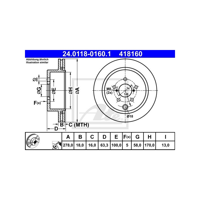 Δίσκοι φρένων ATE 2pcs για Subaru Forester 2014-2018 XT / 26700SG000