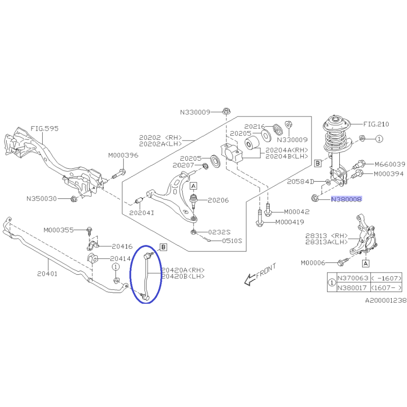 Stabilizacijska povezava spredaj desno OEM za Subaru Legacy / Outback 2015- / 20420AL000