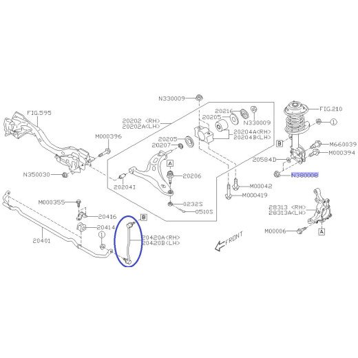 Estabilizador de ligação OEM frontal esquerdo para Subaru Legacy / Outback 2015- / 20420AL010
