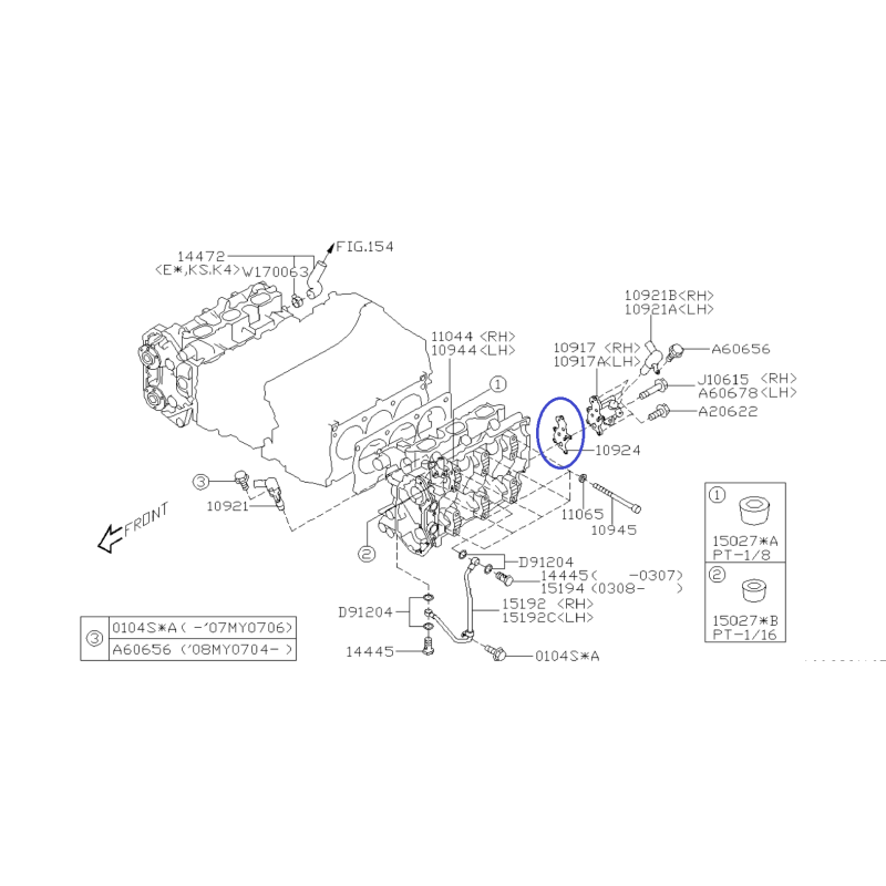 Gasket Control AVCS ventilhållare för Subaru Legacy / Outback / Tribeca / 10924AA021