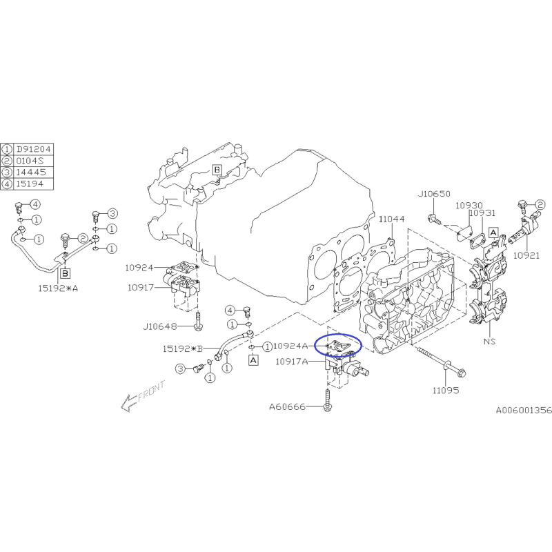 Support de soupape AVCS inférieur gauche pour Subaru Impreza STI / 10924AA011