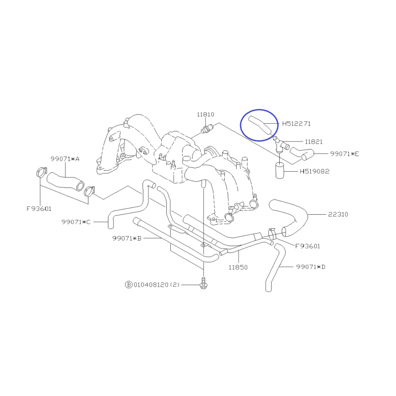 Hose Vacuum for Subaru Impreza / Forester / 807512271