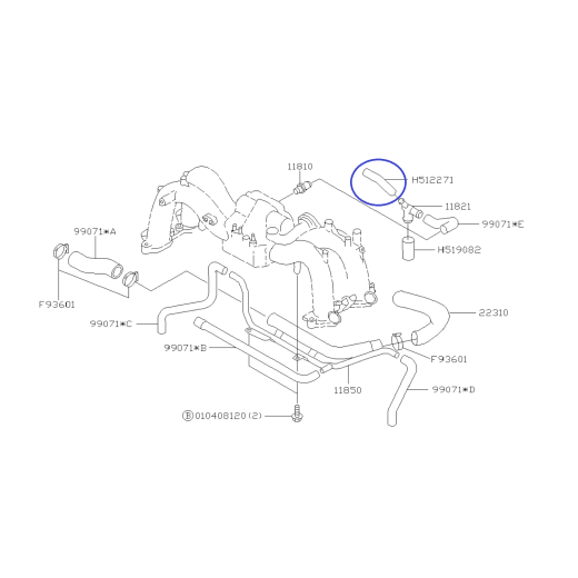 Hose Vacuum for Subaru Impreza / Forester / 807512271