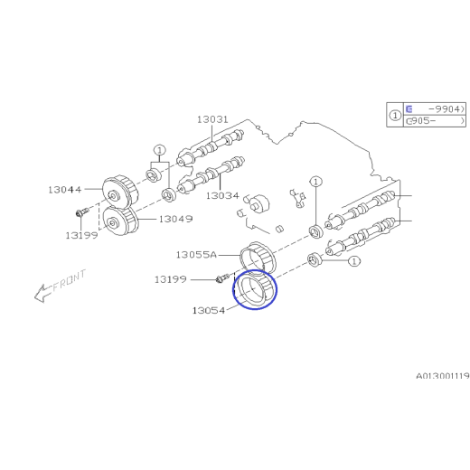 Ketjupyörä Täydellinen nokka-akseli Pakoputki Vasen Subaru Impreza / Forester / Legacy Trubo / 13054AA033