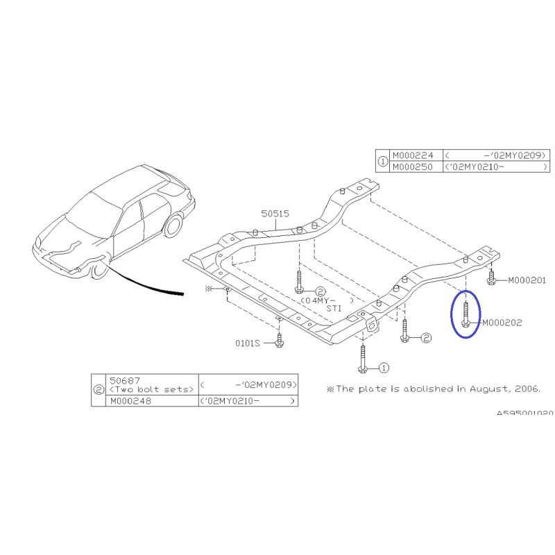 Subestrutura Frontal Inferior para Subaru Impreza G11 / 901000202