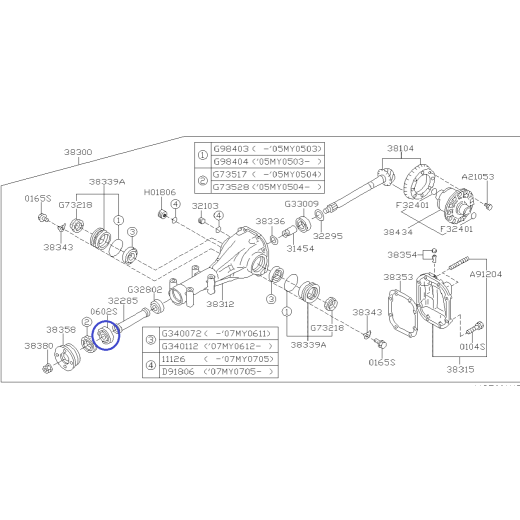 Kullagrad bakre differential till Subaru Impreza / Forester / Tribeca / Legacy / Outback / 806225260