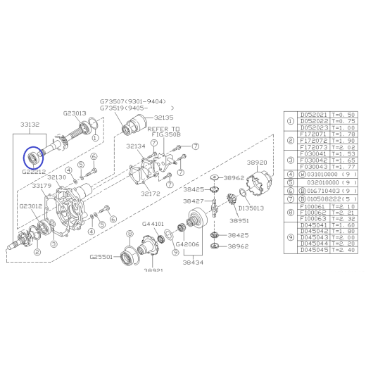 Verteilergetriebe-Ausgangswellenlager für Subaru bis 2001 / 806222120