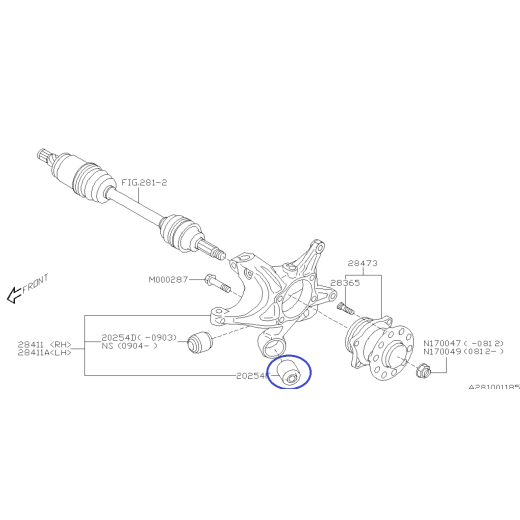 Bøsning til bageste kontrolarm Subaru Impreza / Forester / Legacy / Outback / 20254FG010