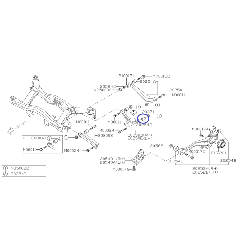 Casquillo del brazo de control trasero Subaru Legacy / Outback / Baja / 20254AE040