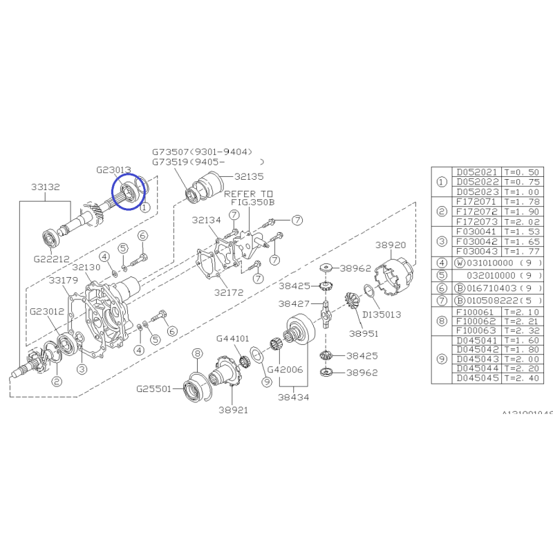 Verteilergetriebe-Lager für Subaru bis 2001 / 806230130