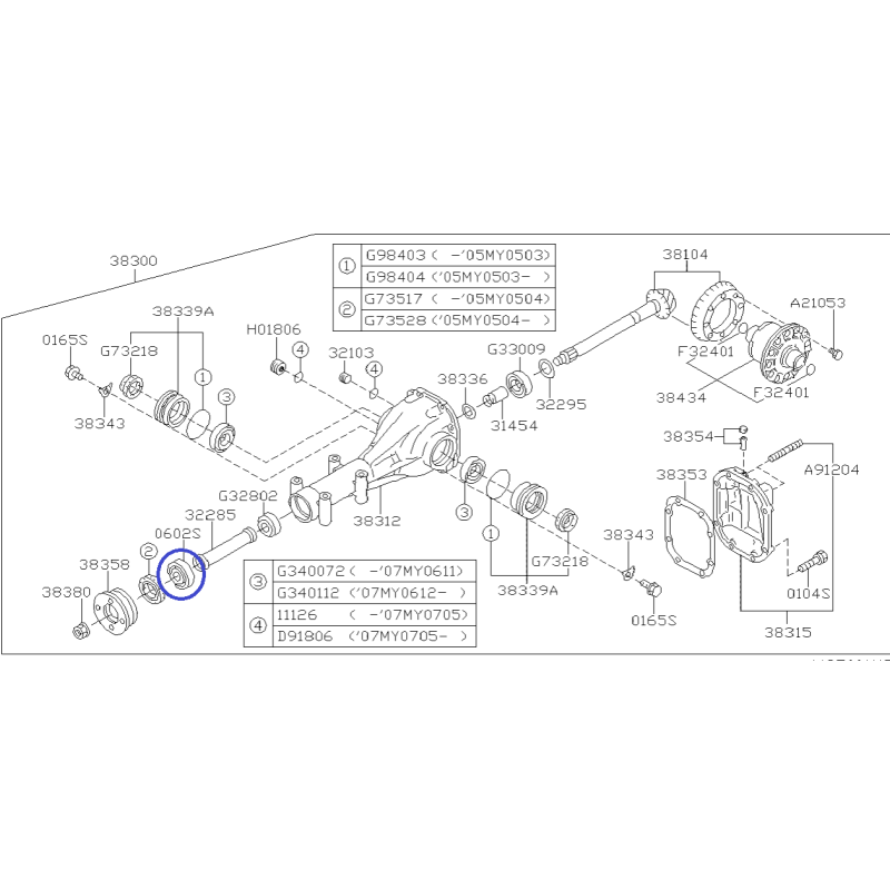 Rodamiento de bolas del diferencial trasero para Subaru Impreza / Forester / Tribeca / Legacy / Outback / 806225260