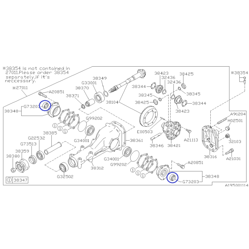 Těsnění zadní nápravy RH/LH pro Subaru Legacy / Outback / Tribeca / 806732180