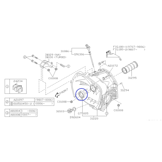 Automatikgetriebe-Ölpumpen-Eingangswellendichtung für Subaru / 806750050