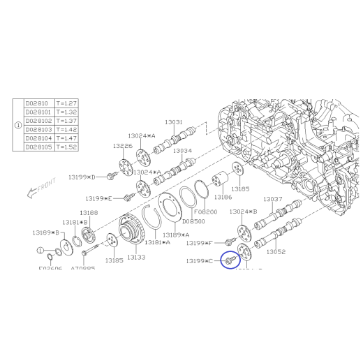 Μπουλόνι τροχαλίας εκκεντροφόρου άξονα εισαγωγής για Subaru Diesel / 3.0 H6 / 13199AA060