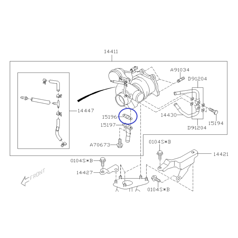 Garnitură de scurgere a uleiului de turbocompresor pentru Subaru Impreza STI / 15196AA070