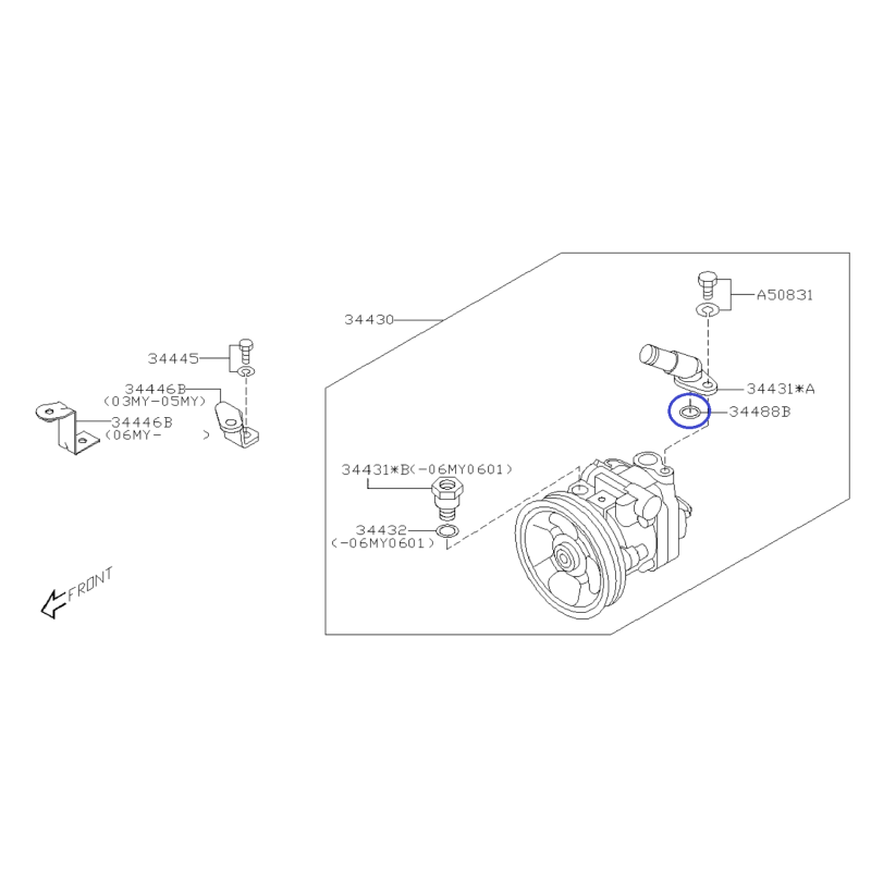 O-Ring tubo del servosterzo per Subaru Impreza / Legacy / Forester / 34439AE021