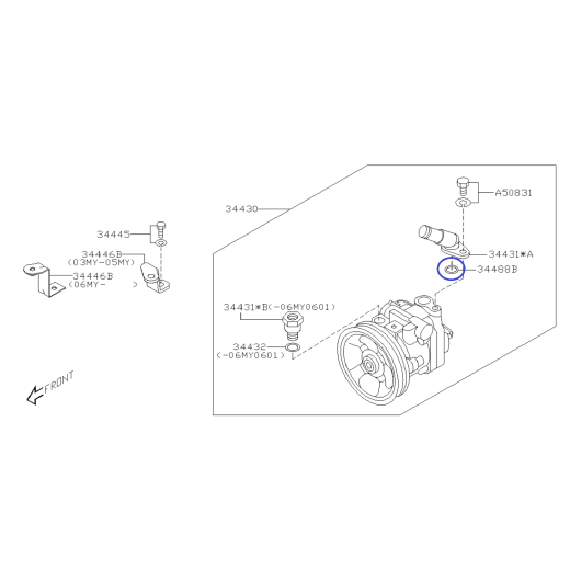 Joint torique du tuyau de direction assistée pour Subaru Impreza / Legacy / Forester / 34439AE021