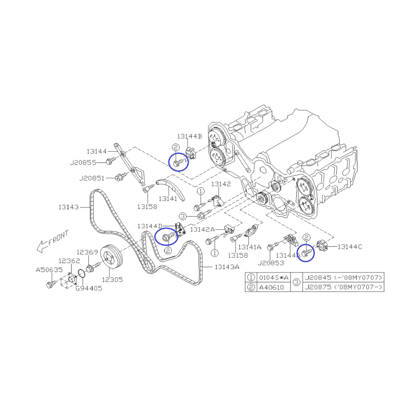 Løftemekanisme til kædehåndtag til Subaru Legacy / Outback / Tribeca H6 3.0 / 800406100