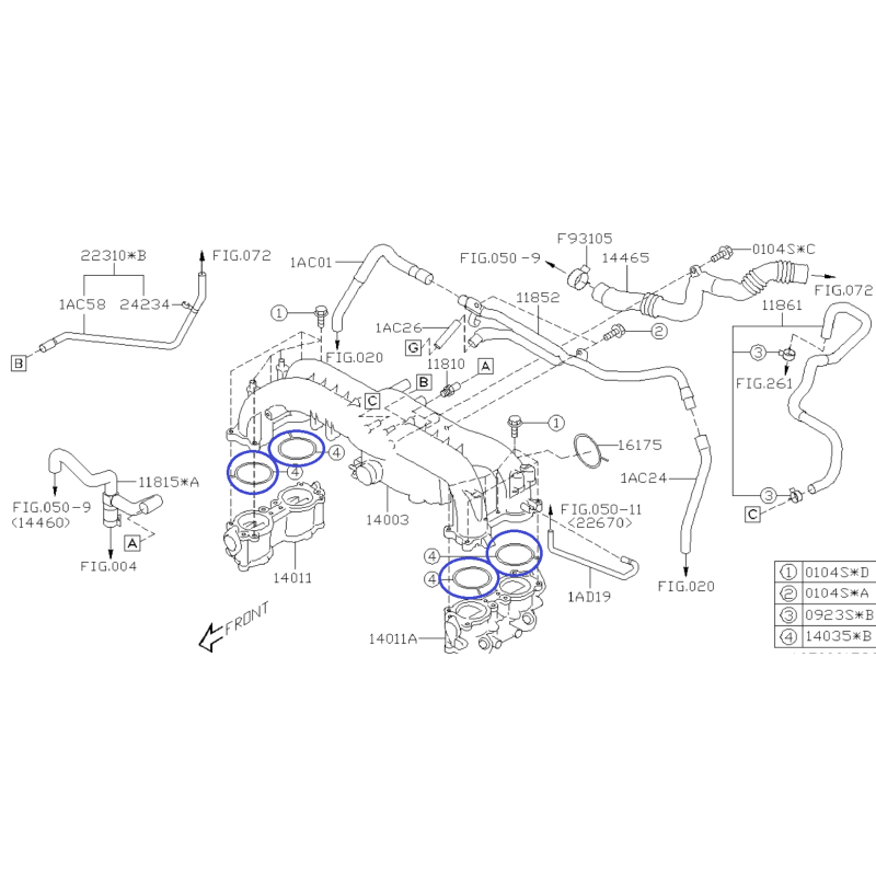 Уплътнение на всмукателния колектор на двигателя за Subaru Legacy / Forester / WRX / 14035AA492