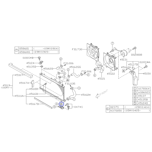 Radiador Inferior de Borracha de Almofada para Subaru / 45135FE000