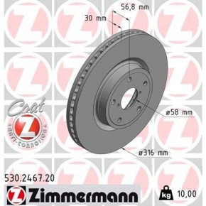Zimmermann Brake Discs FRONT for Subaru Levorg / Legacy / Outback / 26300AL010