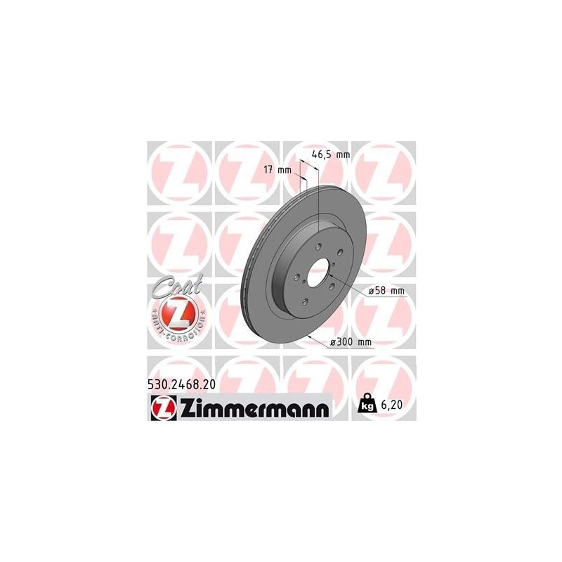 Zimmermann Brake Discs REAR for Subaru Levorg / Legacy / Outback / 26700AL010