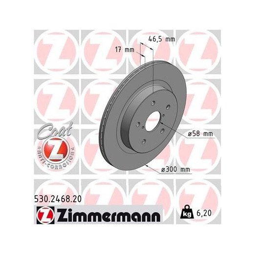 "Zimmermann" galiniai stabdžių diskai, skirti "Subaru Levorg" / "Legacy" / "Outback" / 26700AL010