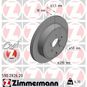 Zimmermann 290mm Brake Discs REAR fits Subaru Outback / BRZ