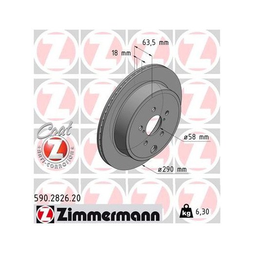 Zimmermann 290mm Brake Discs REAR fits Subaru Outback / BRZ