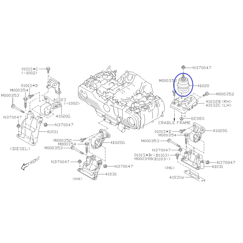 Wspornik silnika do Subaru Legacy / Outback BM/BR 09-14 / 41022AJ030