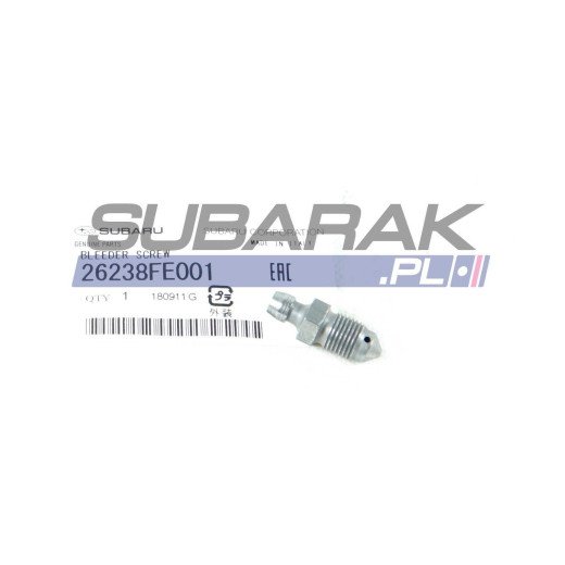 Tornillo de purga de la pinza de freno original de Subaru 26238FE001 para WRX / STI