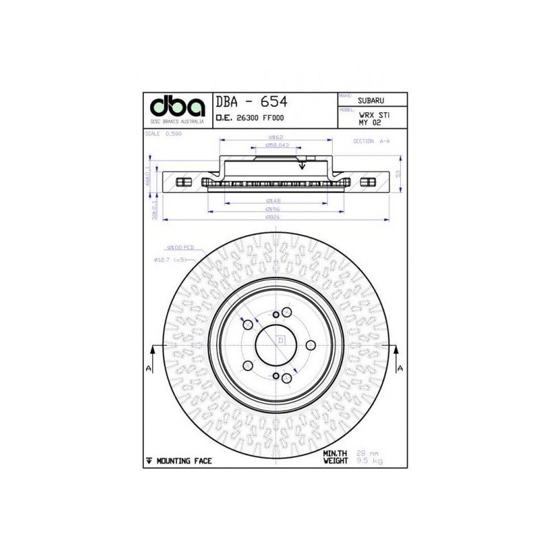 Discuri de frână DBA 4000 T3 326mm FRONT pentru Subaru Impreza STI