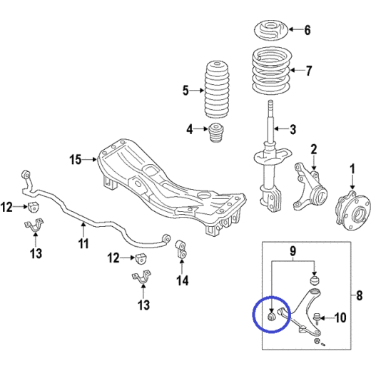 Braço de controlo frontal do casquilho traseiro para Subaru Legacy / Outback / Impreza / Forester / XV 20204AG030